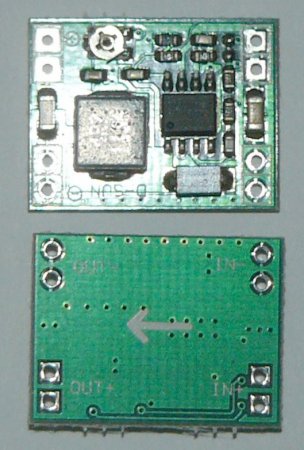 Понижающий регулируемый DC-DC преобразователь на чипе XM1584 вид сверху и снизу