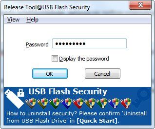 Ввод пароля для доступа к флешке в USB Flash Security