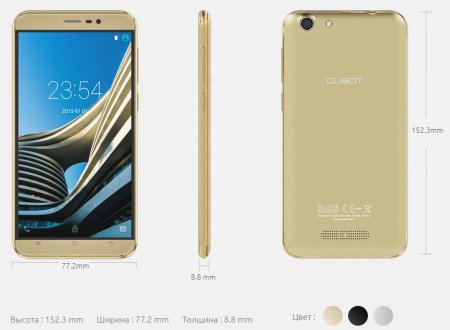 Габариты CUBOT NOTE S 3G